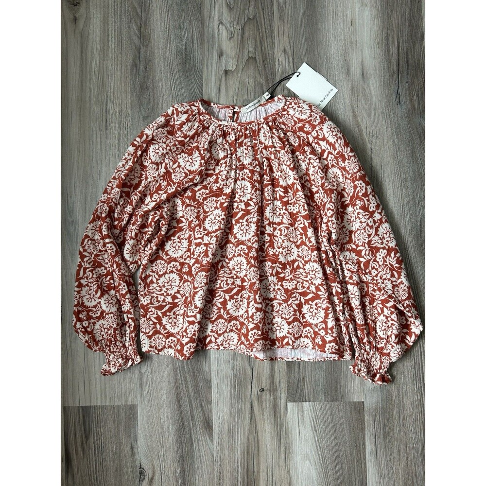 NWT The New Society Baltic Blouse Terracotta Floral 10Y Cotton Cottagecore Top